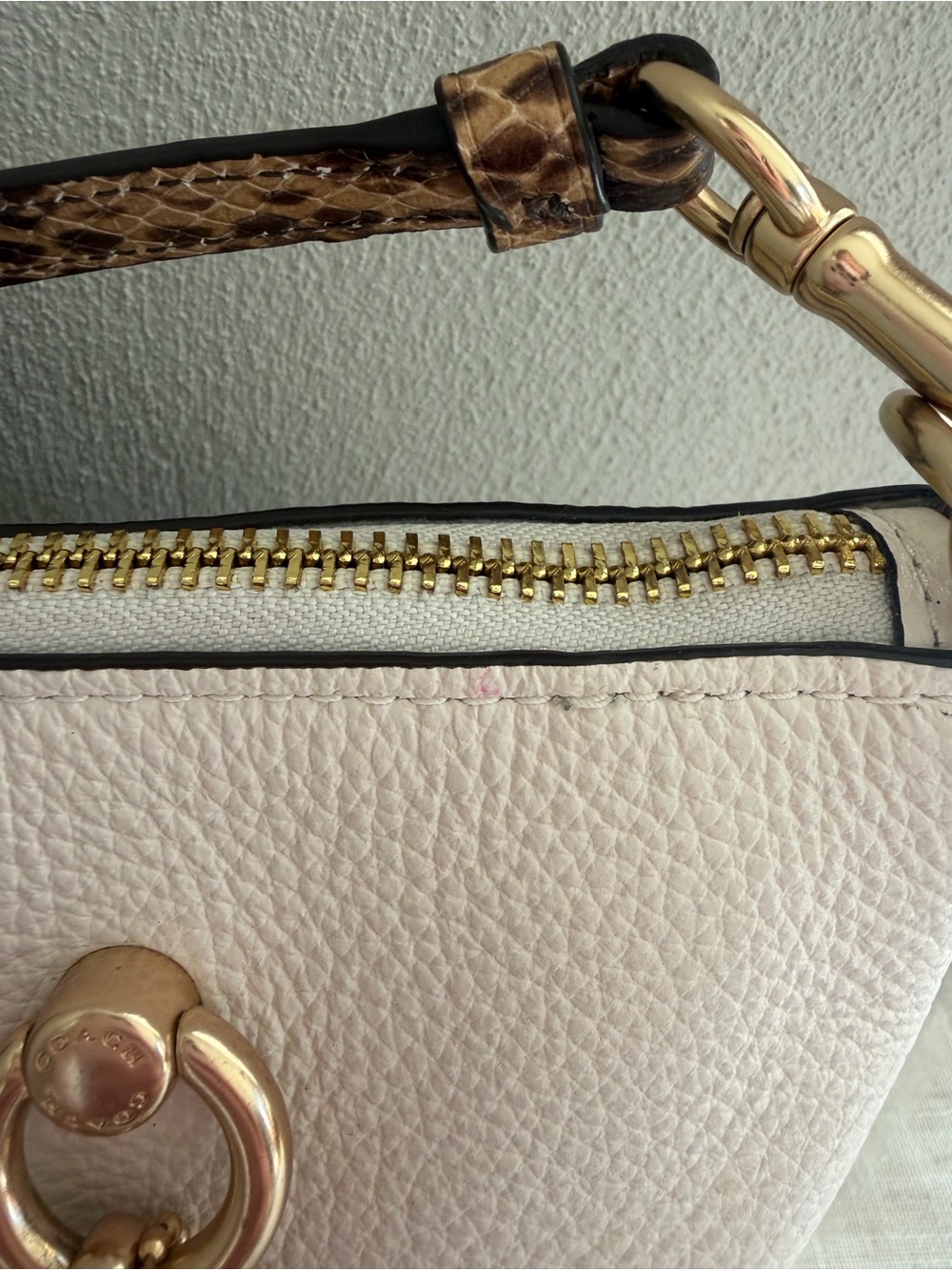 Coach Kacey White Snakeskin Satchel Crossbody Bag In Blocked Signature Canvas - Picture 15 of 15